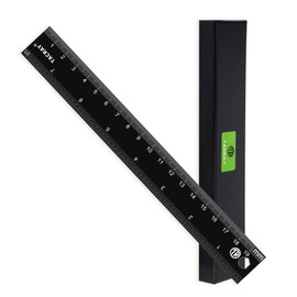 TACRAY Titanium Straight Ruler with Both CM & INCH Linear Measure, 19cm Anti-skidding, Multiple-Functional with 1/4" Hexagonal Screwdriver (Black)
