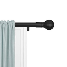 Zenna Home, Black Smart Measuring Easy Install Adjustable Drapery Window Rod, 48 to 120 in, with Ball Finials, 120 inches