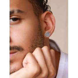 Suplight 925 Sterling Silver Valknut Viking Rune Stud Earrings Flat Back Stud Earrings for Women Men