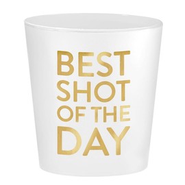 Slant Collections Party Glass 10-Count Reusable BPA-Free Plastic Frost Cups, 2-Ounce, Best Shot of the Day
