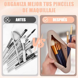 Estuche para Brochas de Maquillaje de Silicona, con Cierre magnético, Estuche de Viaje Portátil Impermeable, Organizador de silicona para Pinceles de Maquillaje (22.7×8.5cm, Caqui)
