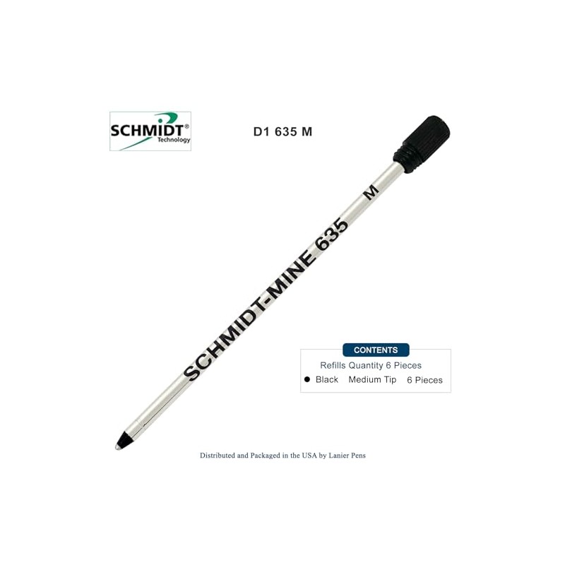 Schmidt 635 D1 Mine Ballpoint Refill - Black Ink -