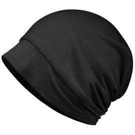 OLESILK Nightcap Men's Silk Nightcap Long Women's Hair Cap Silk Cap Hat, Beautiful Hair, Friction Reducing, Scalp Moisturizing, Father's Day, Mother's Day, Shiny Hair, Unisex, Black
