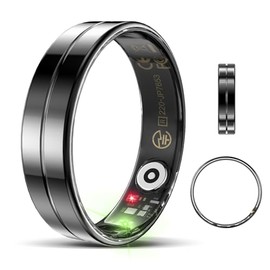 Emerhome Ultra-Thin Smart Ring for Women Men,Sleep Tracker Ring with Heart Rate, Waterproof Fitness Ring for Activity Monitoring/Steps/Calories,No Subscription Fee,for iSO & Android (Black,9#)