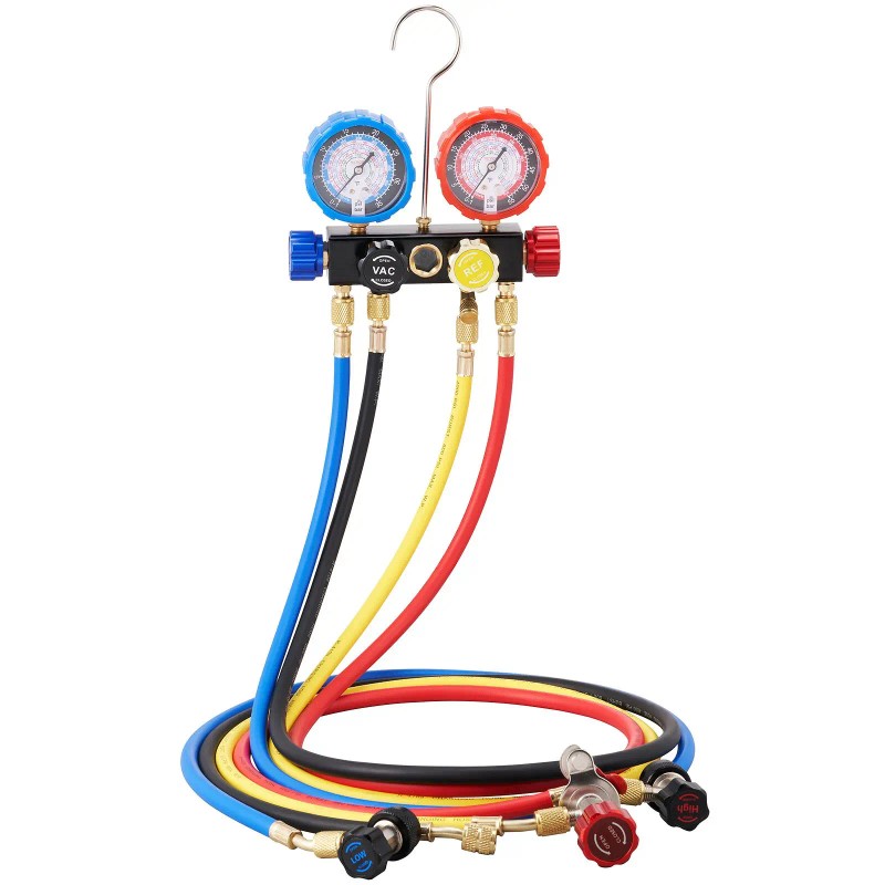4-Way AC Manifold Gauge Set with 5ft Hoses Couplers R134A
