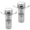 2PCS Universal Bathroom Sink Stopper with Hair Catcher, Pop-Up Drain