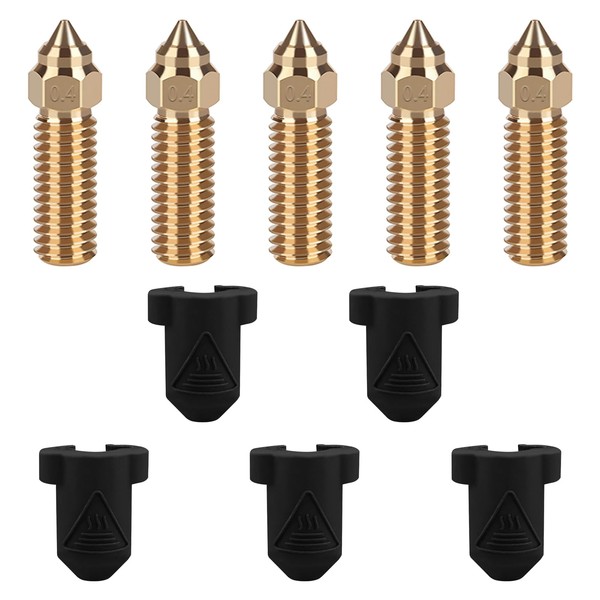 HIKUDIY 5PCS 0.4mm Brass Nozzles Silicone Socks Kit for Creality