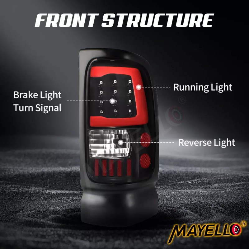 mayello Fit 1994-2001 Dodge Ram 1500 2500 3500 Black LED