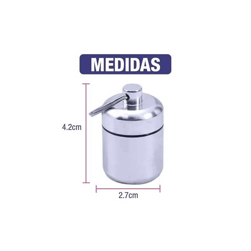 Mini Pastillero Portátil De Aluminio Llavero De Bolsillo