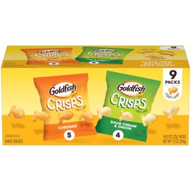 Goldfish Crisps Baked Chip Crackers Variety Pack, 0.8 Oz Snack Packs, 9 Pk