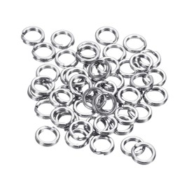 PATIKIL 0.8mm x 6mm Fishing Split Rings, 50 Pack 304 Stainless Steel Double Flat Ring Lure Connector for Saltwater Freshwater