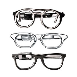 Yoursfs 3 PCS Novelty Glasses Tie Clip Set for Men Grey and White Vintage Necktie Tie Clip Eye-glasses Assorted Design