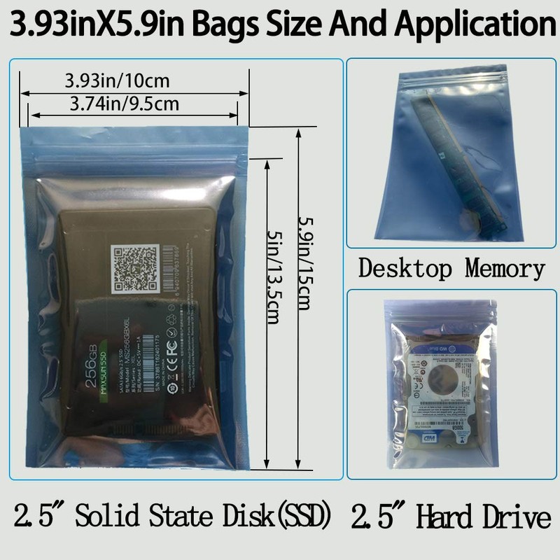 Daarcin - Bolsas antiestáticas, 30 bolsas ESD mixtas de 3