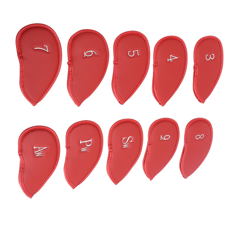 10PCS Golf Club Head Cover PU Leather Protective Abrasion Resistant