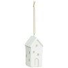Set of 4 Small White Scandi Snow Ceramic Houses Baubles