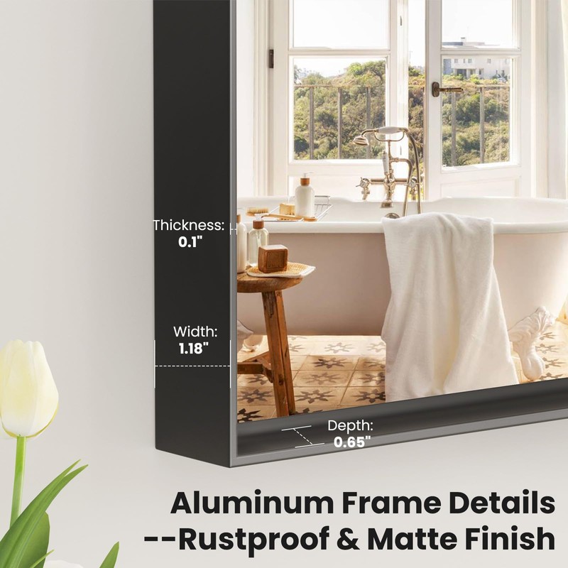LOAAO Black Bathroom Mirror 20"X28" for Wall, Rectangle Bathroom Vanity