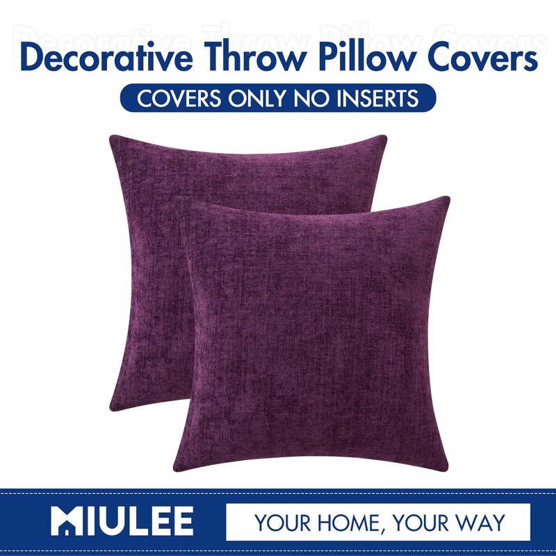 MIULEE Pack of 2 Plum Purple Throw Pillow Covers 20x20