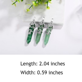 XIANNVXI 3Pcs Crystal Necklaces for Women Green Aventurine Silver Necklace Pendant Healing Crystals Tree of Life Flower Hexagonal Natural Reiki Jewelry Mothers Day Gifts