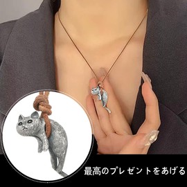 Catwo Cute Cat Necklace, Cat Pendant, Cat Necklace, Slouchy Cat Necklace, Silver S925, Hypoallergenic, Popular, Simple, Cute, Animal, Pendant, Friendship, Love, Birthday, Anniversary, Mother's Day,