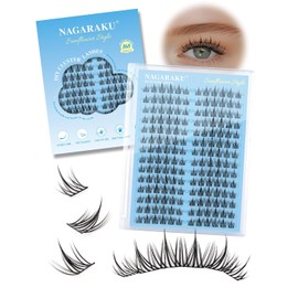 NAGARAKU Grupos de Pestañas, Pestañas Postizas Individuales En Grupos, 168 Extensiones, Efecto Nube, Naturales, Finas, 14 Filas, Para Uso Doméstico (Estilo Girasol, Rizo En C, 10-12 Mm Mixto)