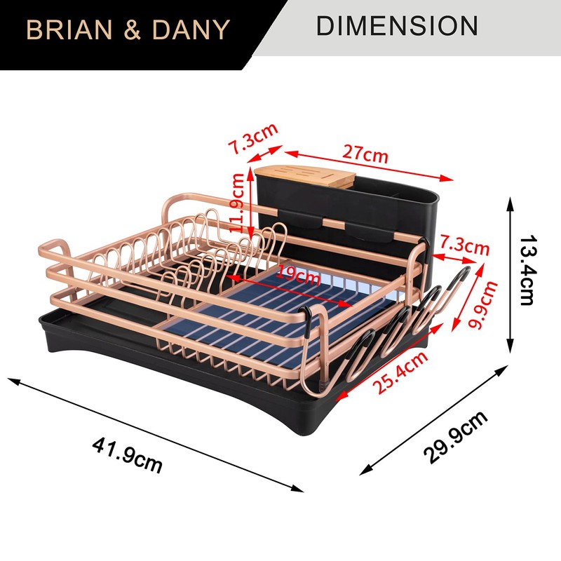 BRIAN & DANY Aluminum Dish Drying Rack, Dish Racks for