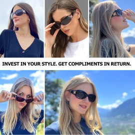 LVIOE Polarized Sunglasses for Women Trendy Wraparound Butterfly Decoration with UV400 Protection LS2301