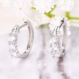 YL Hoop Earrings 925 Sterling Silver Cubic Zirconia Huggie Hinged Earrings for Women