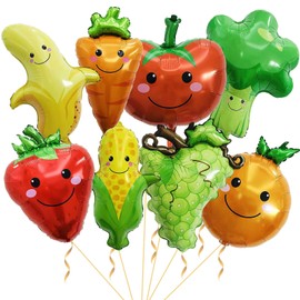 LHOAVWE Gaint Fruit Vegetable Balloons Cute Strawberry Grape Banana Orange Corn Carrot Tomato Broccoli Balloons for Fruit Themed Birthday Party Decorations