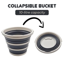 Collapsible Bucket 10L – Portable Foldable Camping & Festival Bucket with Handle & Hanging Hook