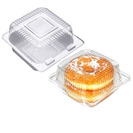 50 Pack 4 x 4 Inch Clamshell Takeout Tray,Clear Hinged Plastic Containers,Clamshell Food Containers, Burgers,Sandwich, Cookies Take-Out Container