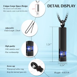 Crystal Cremation Urn Jewellery Cube Memorial Ash Necklace Pendant Keepsake Black Birthstone Series, Stainless Steel, No gemstone.