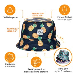 Vibe Festival Gear Bucket Hat Unisex for Men Women Fashion Fishing Hat Cute Fishing Hat, Yellow (pineapple), S - M