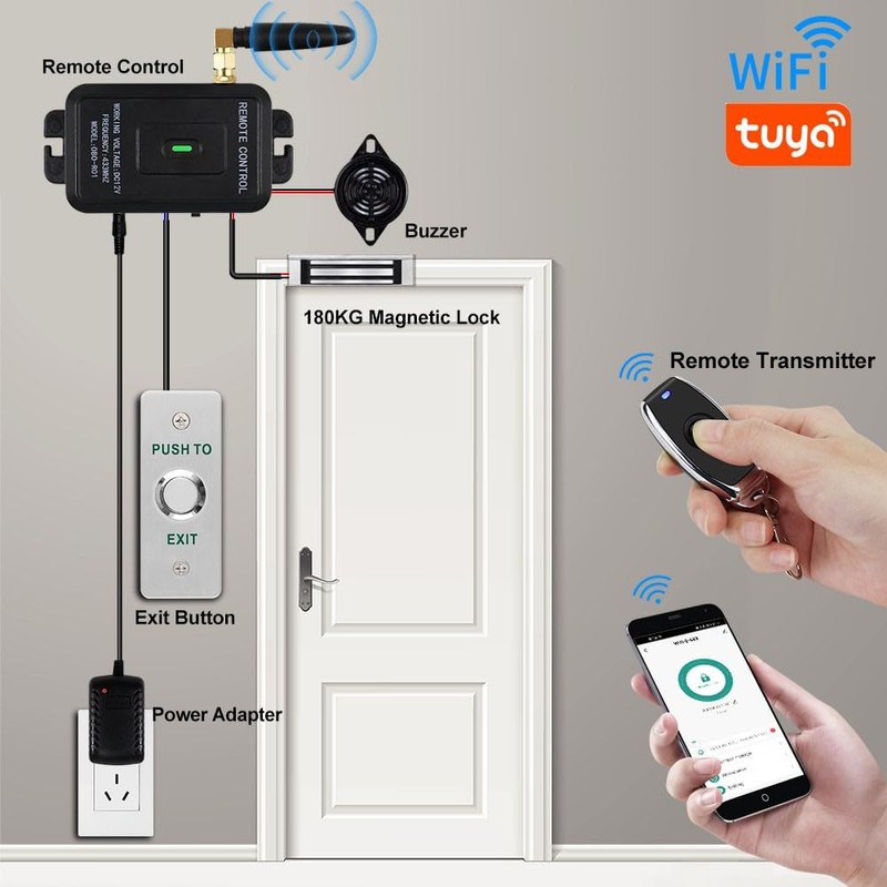 YiToo WiFi Tuya Access Control 180kg/350lbs Electric Magnetic Door Lock