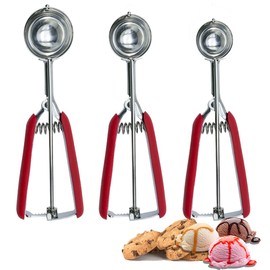 SPEENSUN Cookie Scoop of Rubber Easy Trigger Set of 3 PCS(4/5/6cm),Ice Cream Scoop,304Stainless Steel Melon Baller Scoop,Durable and Effortless for Ice Cream,Melon Baller,Mash Potato and Baking