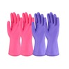 Rubber Gloves, Pink Household Gloves with Cotton Flock Lining for