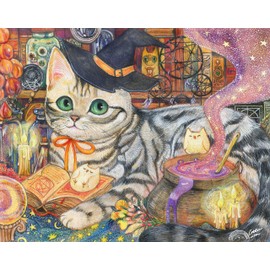 Pintoo Jigsaw Puzzles 500 Piece for Adults - Cotton Lion - Little Witch Cat Beautiful Plastic Puzzle for Home Decor Zero Dust Easy Storage [H2345]