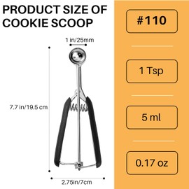 JUNADAEL J Mini Cookie Scoop, Extra Small,1 Tsp Cookie Dough Scoop, Melon Baller Scoops, Mini Ice Cream Scoop, Comfortable Grip, Non-Slip, For Making Cookie Melon Ball Ice Cream Meatball