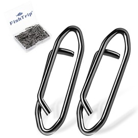 Fishing Clips Power Clip, 50pcs Speed Clip for Fishing Lure Quick Change Connector Link Split Rings Snaps Saltwater Freshwater Black Nickel #0
