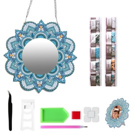 OKwhims Geschenke für Mädchen 5 6 7 8 9 10 Jahre,Diamond Painting Spiegel Basteln,Mandalas Bastelset Kosmetikspiegel Kreative Spiegel Basteln für Mädchen Geburtstagsgeschenk Spielzeug ab 5-12 Jahre