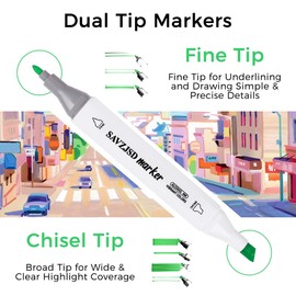 SAVZJSD 168 Colors Alcohol Markers, Dual Tip Markers for Artists or Adults in Coloring, Painting(Fine & Broad)