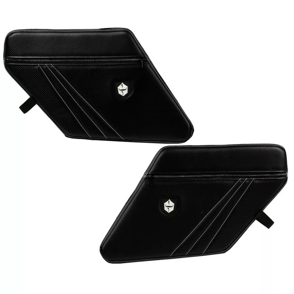 Pro Armor Front Door Knee Pads Storage Black White Stitching