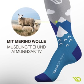 Diasports Kidstars Children's Ski Socks Made of Merino Wool Warm Merino Thermal Socks Ski Knee Socks for Girls and Boys Thick Winter Socks for Children, blue