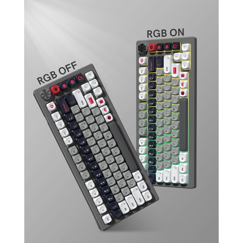 MOA Profile PBT Keycaps,132 Keys Janese Style Gray White Red