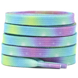 DELELE 2 Pair 55inches Flat Thick Tie Dye Shoelaces Blue Purple for Sneakers Sports Shoes Boots