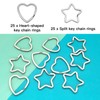 50pcs Star Shaped Split Key Rings for Craft,Heart Shaped Key
