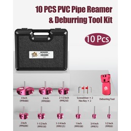 RESHARK 10 Pcs PVC Pipe Reamer Kit with 9 in 1 PVC Pipe Deburring Tool, Adjustable Chamfers, Plumbing Tools Compatible with 1/2 inch-4 inch for SCH40
