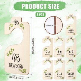 8pcs Baby Clothes Dividers, Wooden Baby Wardrobe Dividers Double-Sided Nursery Hanger Dividers Baby Clothes Organizer Dividers From Newborn to 24 Months for Baby Room Decor