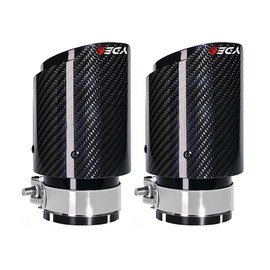 2.5-Inch Inlet 3.14-Inch Outlet Set of Carbon Fiber Exhaust Tips Fit for 63 mm or 2.5 Inch only Tailpipe Exhaust Pipe(2pcs) BLack