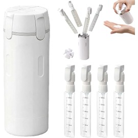 4 in 1 Travel Dispenser Bottle, Leak-Proof & Refillable Toiletry Containers with Scale Labels for Shampoo, Portable Shampoo Lotion Conditioner Cream Bottles for Gyms, Camping (White)