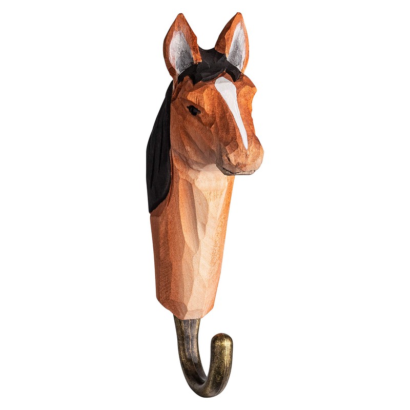 your castle 3 Wall Hooks Wooden Coat Hooks Farmyard Horse,